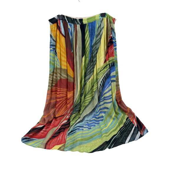 Chico's Maxi Skirt Size 2.5 Gathered Pleated Panels Multicolor Sz 14 NWT - Picture 2 of 7